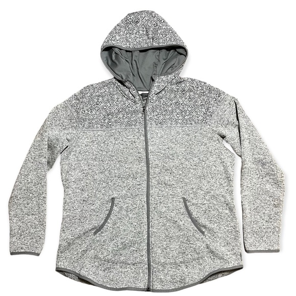 Eddie Bauer Women’s Heathered Gray Hooded Zip Up Knit Fleece Jacket Sz 2XL - Picture 2 of 15